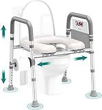 Soundfuse Toilet Seat Risers for Seniors, FSA HSA Eligible Raised Toilet Seat with Handles, Adjustable Height & Width, Cozy Padded 400lb Elevated Toilet Seat, Fit Any Toilet