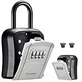 Puroma Key Lock Box Outdoor 4 Digit Code Combination Lockbox House, 1 Gray