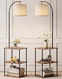 Floor Lamp with Table 2-Pack, Nightstands End Side Table for Living Room