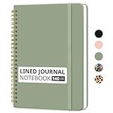 Taja Lined Spiral Journal Notebook for Women & Men, 140 Pages, College Ruled Hardcover Notebook for Work & Note Taking, Journals for Writing, A5(5.7" x 7.9") - Green