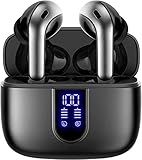 TAGRY Bluetooth Headphones True Wireless Earbuds 60H Playback LED Power Display Earphones with Wireless Charging Case IPX5 Waterproof in-Ear Ear buds with Mic for TV Smart Phone Laptop Computer Sports