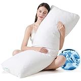 DOWNSTORIA Memory Foam Body Pillow, Fluffy Full Body Pillows for Adults, Quilted Large Long Bed Pillow Insert for Sleeping, Firm & Supportive (20x54 inch, White)