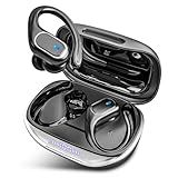 HAOYUYAN Wireless Earbuds Bluetooth 5.3 Headphones with 80H Playback, IPX7 Waterproof Over Ear Buds with LED Power Display for Sports Running Workouts (Black)