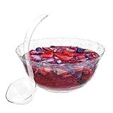 Large Clear Plastic Punch Bowl Set with Ladle, 8 Quart Serving Bowl for Parties, Clear Plastic 5 oz Serving Ladle, Embroidered Punch Bowl with Serving Ladle for Parties, BPA-free