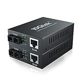 10Gtek Gigabit SingleMode Fiber to Ethernet Media Converter, Dual SC Fiber, 1000Base-LX to 10/100/1000Base-Tx Gigabit SMF Fiber SC to Copper RJ45 Ethernet Converter, UL Certified, 20km, Pack of 2