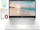 HP 14" LED Business Laptop Computer, 16GB RAM 640GB Storage (128GB UFS + 512GB SD Card), Intel Quad-Core N150 Processor, Windows 11 S & 1-Year Microsoft Office 365 Included, PLUSERA Earphones, Silver