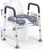 HOMLAND Toilet Seat Risers for Seniors, FSA HSA Eligible Raised Toilet Seat with Handles & Padded Seat, Adjustable Height & Width, 400lb Elevated Toilet Seat for Elderly, Handicap, Fit Any Toilet