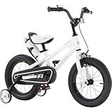 RoyalBaby Freestyle Toddlers Kids Bike 12 Inch Childrens Learning Bicycle with Training Wheels Boys Girls Beginners Ages 3-4 Years, White