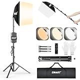 EMART Softbox Lighting Kit, 16"X16" Soft Box, 3000K-6000K 85W LED Bulbs with Remote, 65" Tripod, Professional Softbox Photography Lighting Kit for Studio Lights, Portrait, Video Recording(1PACK)