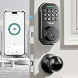 VCHOO Keyless Entry Door Lock with Handle Wi-Fi Door Locks for Front Door Anti-Peeping Password App Control Smart Door Lock for Homes Hotel Bedroom Doors with 2 Door Knobs