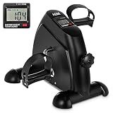 Mini Exercise Bike, AGM Under Desk Bike Pedal Exerciser Foot Cycle Arm & Leg Pedal Exerciser with LCD Screen Displays