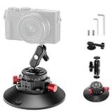 NEEWER 6"/15.2cm Camera Suction Cup Mount with Ball Head Magic Arm, Metal Suction Cup Mount on Car Windshield Dash for Camera/Action Camera/Phone Holder, with 1/4" & 3/8" Mounting Holes for ARRI