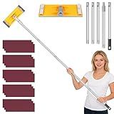 Pole Sander For Drywall Adjustable Extension - Manual Hand Sanding Pole, Wall Sander for Painting Prep, Complete with 15pcs Sanding Sheets, 12-55inch (3 Pieces Each of 60, 80, 180, 240, 320 Grit)