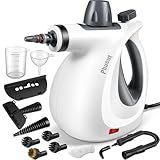 Pressurized Handheld Multi-Surface Natural Steam Cleaner with 12 pcs Accessories, Multi-Purpose Steamer for Home Use, Steamer for Cleaning Floor, Upholstery, Grout and Car (Grey) (Grey)