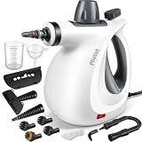Phueut Pressurized Handheld Multi-Surface Natural Steam Cleaner with 12 pcs Accessories, Multi-Purpose Steamer for Home Use, Steamer for Cleaning Floor, Upholstery, Grout and Car (Grey)