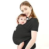 Acrabros Baby Wrap Carrier,Hands Free Baby Carrier Sling,Lightweight,Breathable,Softness,Perfect for Newborn Infants and Babies Shower Gift,Black