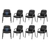 OLIXIS Waiting Room Reception Chairs Set of 8, Leather Office Desk Guest Stationary Side Chair with Padded Arms for Home Conference Lobby Area Meeting Church Medical Clinic Elderly Student