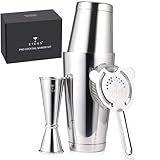 Etens Professional Cocktail Shaker - Weighted Boston Shaker Set with Hawthorne Strainer & Japanese Jigger for Drinks - Stainless Steel Bartender Kit for Mixology