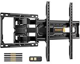 Perlegear Full Motion TV Mount for 32-65 Inch TVs up to 99 lbs, Max VESA 400x400mm, Fits 16”/12” Wood Studs, Height Adjustable Pre-Assembled TV Wall Mount, Tool-Free Tilt, Swivel & Extension, PGMF21