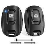 MAIRAN 2 Pack Rechargeable Wireless Camera Remote Shutter for iPhone and Android Smartphones, Bluetooth Phone Remote Control,Selfie Button for Photos and Videos Charging Cable and Wrist Strap Included