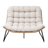 KEQAYI Outdoor Loveseat 2-Seat Wicker Rattan Boho Patio Sofa Beige 1PC