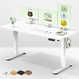 Veken 55 Inch Large Electric Standing Desk, Gaming Table, White
