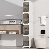 Neathub 4 Tier Slim Bathroom Storage Cabinet, Foldable and Movable, White