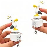 Nuckhuce 2 Pcs Seagull Mine Sound Button Keychain, Rechargeable Fidget Clicker with Real Sound & LED Light, Funny Interactive Desk Stress Relief Toy Gifts for Adults