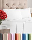 Queen Size 4 Piece Sheet Set - Comfy Breathable & Cooling Sheets - White
