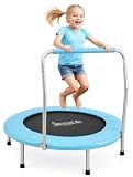 Serenelife 3FT/ 36" Toddler Trampoline with Foam Handle – Foldable Mini Trampoline for Kids Ages 0–5, Indoor & Outdoor Use, Non-Slip Design, Ideal Birthday Gift