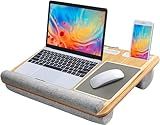 HUANUO Lap Desk - Fits up to 17 inches Laptop Desk, Built in Mouse Pad & Wrist Pad for Notebook, Laptop, Tablet, Lap Stand with Tablet, Pen & Phone Holder (Wood Grain)