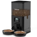 Voluas Automatic Cat Feeder for Two Cats, Double Pet Feeder with 2 Stainless Steel Bowls,6L Timed Cat Feeders with Memory Function