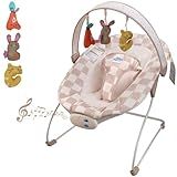 Baby Bouncer – Baby Bouncer seat, Infants Bouncy Seat with Music & Sensory Toys, Compact & Machine Washable Seat Pad Indoor Infant Seat, Ideal for Newborns 0-6 Months, Max Weight 20lbs (Sand Checker)