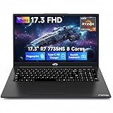 NIMO 17.3" Gaming Laptop, AMD Ryzen 7 7735HS (8C/16T, Up to 4.75GHz), 16GB DDR5 RAM, 256GB PCIe 4.0 SSD, 100W PD Fast Charging, FHD Display, Backlit KB, Fingerprint, SD Card Reader, Windows 11