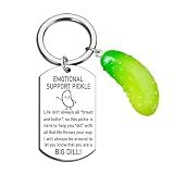 Emotional Support Pickle Keychain Inspirational Cucumber Funny Charm