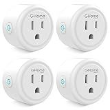 GHome Smart Mini Smart Plugs Work with Alexa and Google Home, WiFi Smart Outlet Socket Remote Control Timer Function, Only 2.4GHz Network, No Hub Required, ETL FCC Listed