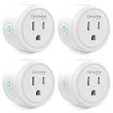 GHome Smart Plug Mini, WiFi Smart Outlet Plug Works with Alexa and Google Home, Timer Outlet with APP Control, 2.4GHz Network Only, No Hub Required, ETL FCC Listed (4 Pack), White