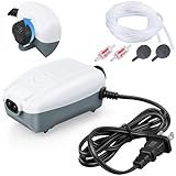 HITOP Dual Outlet Aquarium Electric Air Pump, Whisper Adjustable Fish Tank Aerator, Quiet Oxygen Pump with Accessories for 20 to 100 Gallon