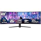ZZA 49" Curved Gaming Monitor, 5K UHD (5120x 1440) VA Display, 1500R Immersion, 165Hz Refresh Rate, Advanced Computer Screen, Supports AMD FreeSync Premium, 120% sRGB Color Gamut,HDMI 2.0/DP1.4