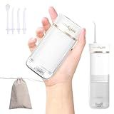 Novalgie Travel Water Flosser Portable, Mini Cordless Oral Irrigator with Telescopic 180ML Tank 3 Mode 5 Nozzles, IPX7 Waterproof Teeth Cleaner for Braces, Orthodontic, Sensitive Gums Home