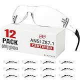 Hoqiwild Safety Glasses Men Women 12 pack, Z87 Safety Glasses with Scratch&Impact-Resistant lens, clear safety glasses with Ansi Z87.1 certification for construction, lab, lawnwork,workshop