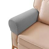 PBIEHSR Sofa Couch Arm Chair Covers, Armrest Armchair Covers Stretch Recliner Slipcovers, Set of 2 (Light Gray)