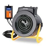 LHUKSGF Greenhouse Heater with Digital Thermostat, 1500W Electric Outdoor Heater, Overheat Protection, Fast Heating, Waterproof for Grow Tent, Green House, Patio, Black