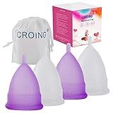 Croing πππ£π¨π©π§πͺππ‘ πΎπͺπ₯π¨ Reusable Menstrual Cup Set of 4, Period Cup, 2 pcs Small and 2 pcs Large (Purple and White)