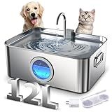Dog Water Fountain Stainless Steel 12L/410oz/3.2Gal, DYSJ01 Ultra Quiet Pet Water Fountain for Large Dogs Cats & Multi-Pet Home with Water Level Window & LED Indicator