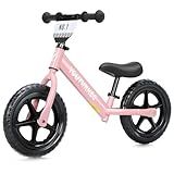 Youthkkee 12 Inch Toddler Balance Bike for 2-5 Year Olds, No-Pedal Bike with Tool-Free Adjustable Seat, Quick Assembly, Gift for 2-3 Year Old Boys & Girls with Customizable Plate