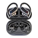 TRAUSI Wireless Earbuds, Bluetooth 5.4 Headphones, True Wireless Stereo Earphones with IPX7 Waterproof, Noise Cancelling Mic, Fast Charging and Comfort Fit Ear Buds for Sports/Workouts - Black