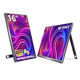 Veout 16" 1920×1200P IPS Portable Monitor for Laptop, Side/Vertical Monitor with Stand, USB-C & Mini HDMI, Second Screen for PC, MacBook, Phone & iPad, 4 Colors for Travel & Office
