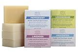 Adams Handmade Soap Variety Pack – 4 Bar Set: Unscented, Peppermint, Lavender, Lemongrass | Vegan, Cold Process, 84% Organic, Essential Oils, USA Made