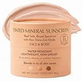 NATÚ BOTANICALS Tinted Mineral Face and Body Sunscreen SPF 35 - Mineral Zinc Oxide Sunblock Lotion - Broad-Spectrum UVA & UVB Protection - Lightweight & Gentle for Sensitive Skin - Reef Safe